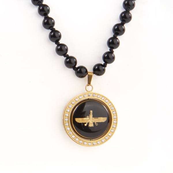Farvahar And Shiro Khorshid Double-Sided Necklace