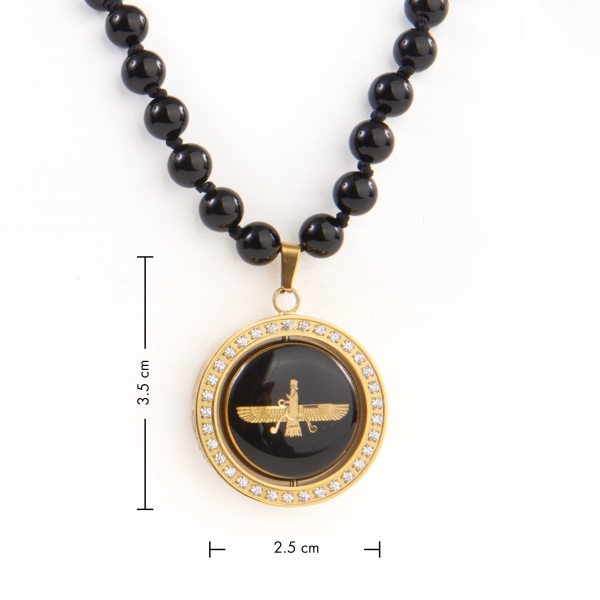 Farvahar And Shiro Khorshid Double-Sided Necklace