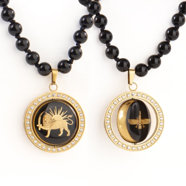 Farvahar And Shiro Khorshid Double-Sided Necklace