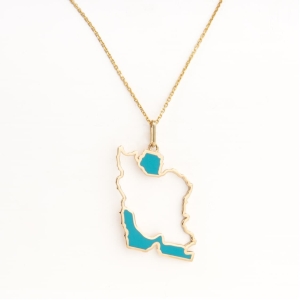 18-Karat Gold Large Iran Map Pendant Necklace