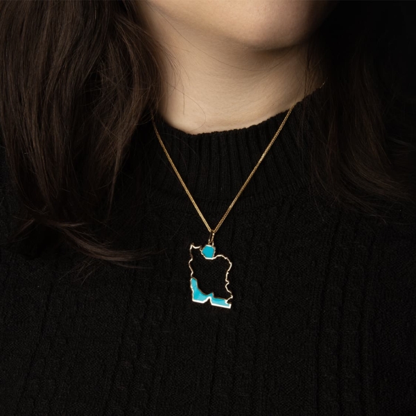 18-Karat Gold Large Iran Map Pendant Necklace