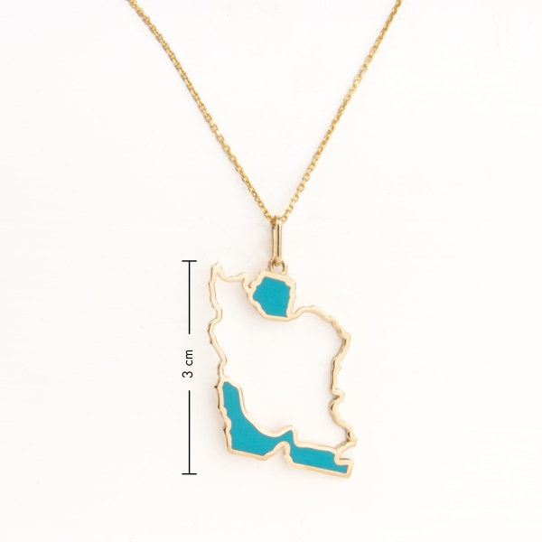 18-Karat Gold Large Iran Map Pendant Necklace