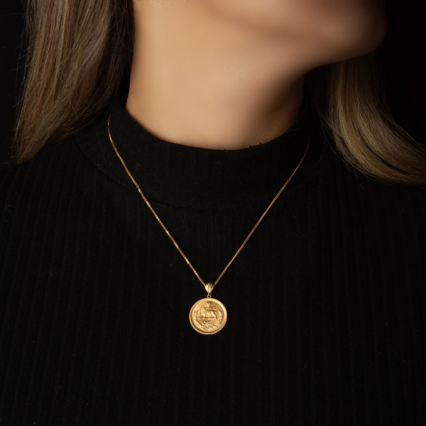 Persian 1 Pahlavi 22k Gold Coin Necklace