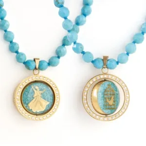 Sama And Amin Bird Double-Sided Turquoise Necklace