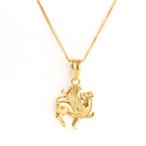 Winged Lion Silver Necklace