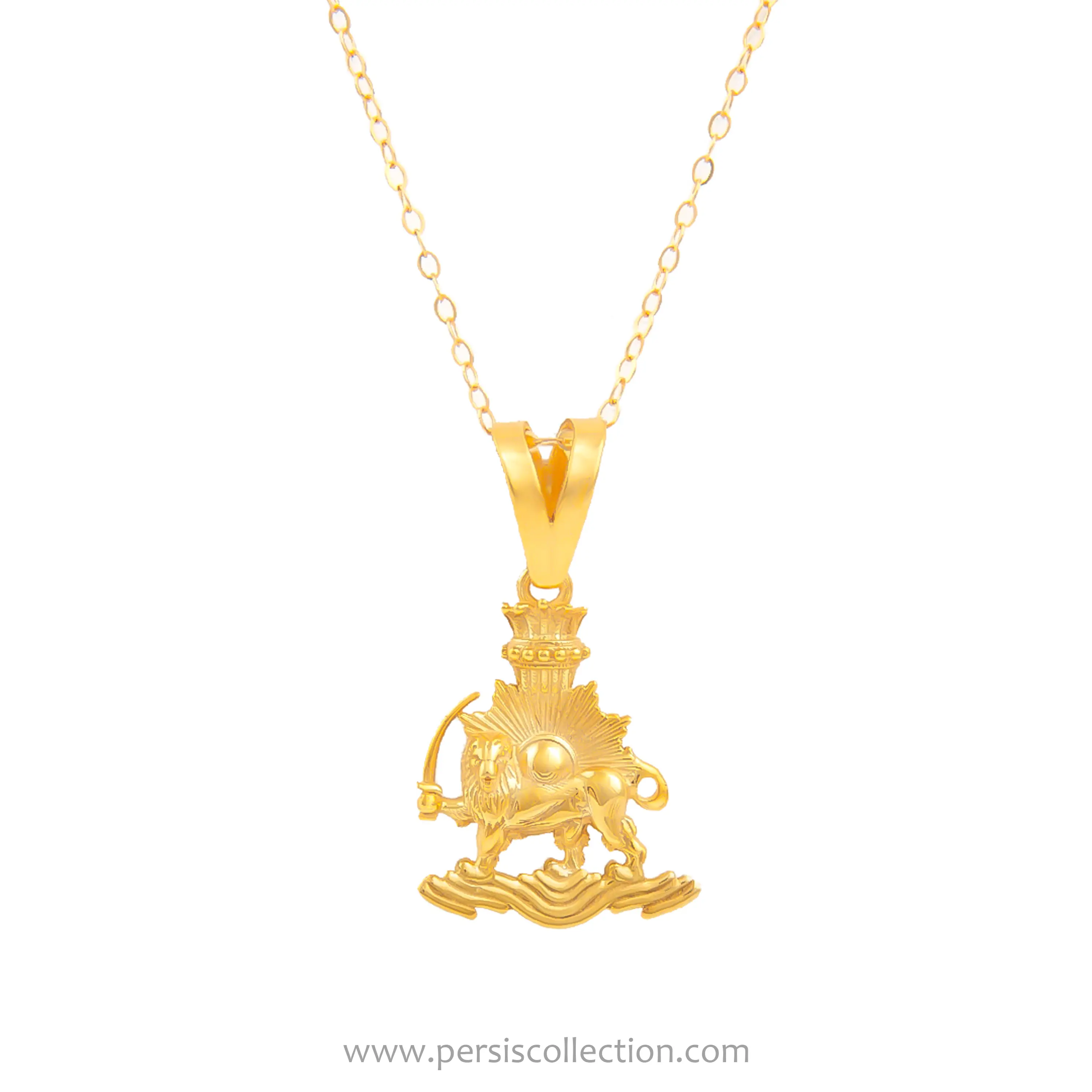 Lion and Sun Elegance 18 Carat Gold Necklace
