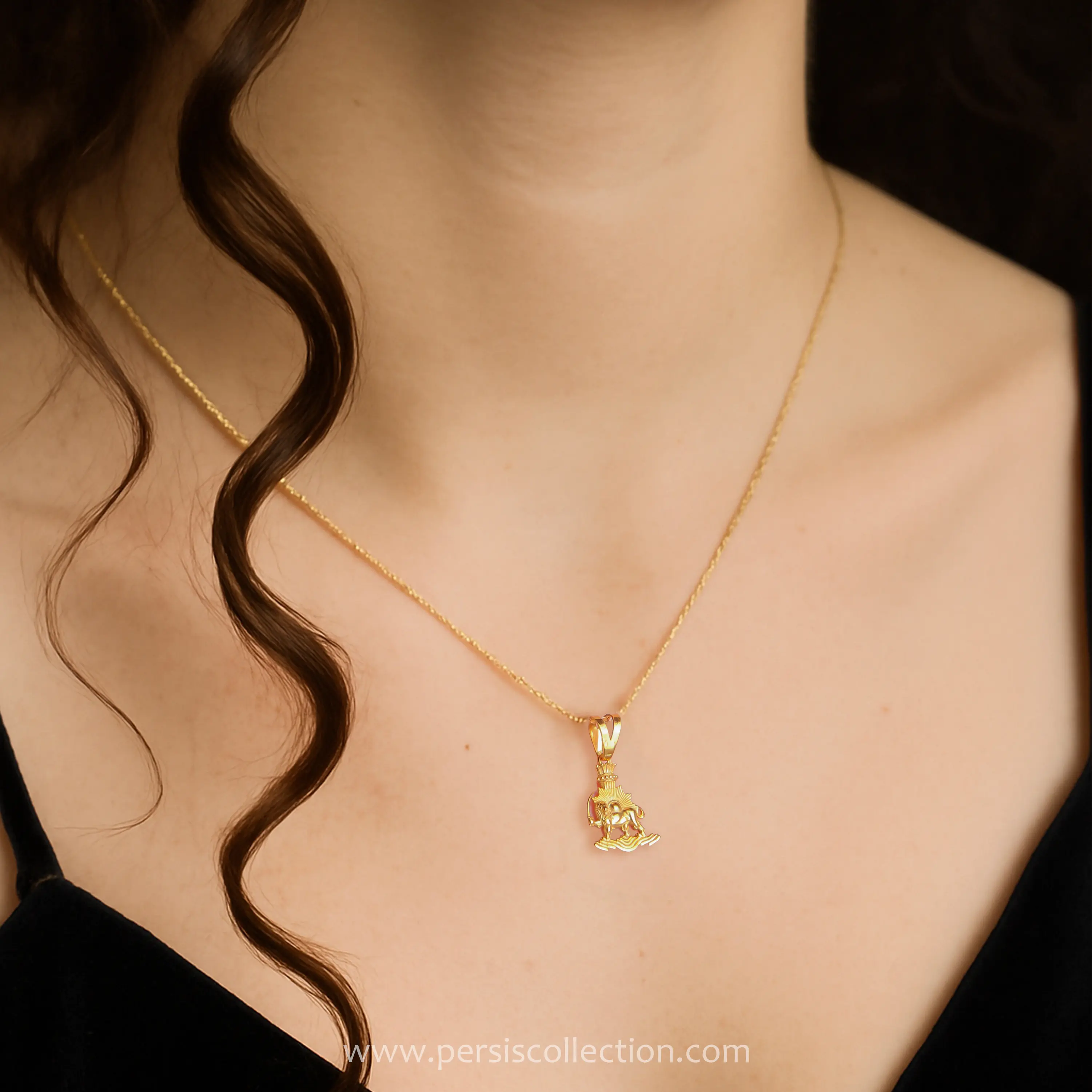 Lion and Sun Elegance 18 Carat Gold Necklace