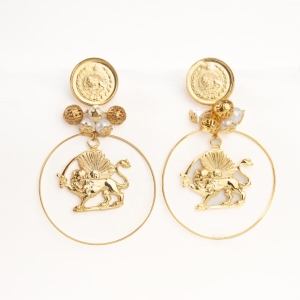 Lion and Sun Hoop Earrings
