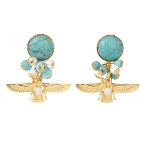 Turquoise Farvahar Statement Earrings