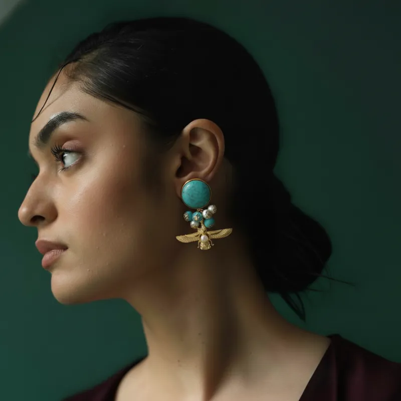 Turquoise Farvahar Statement Earrings
