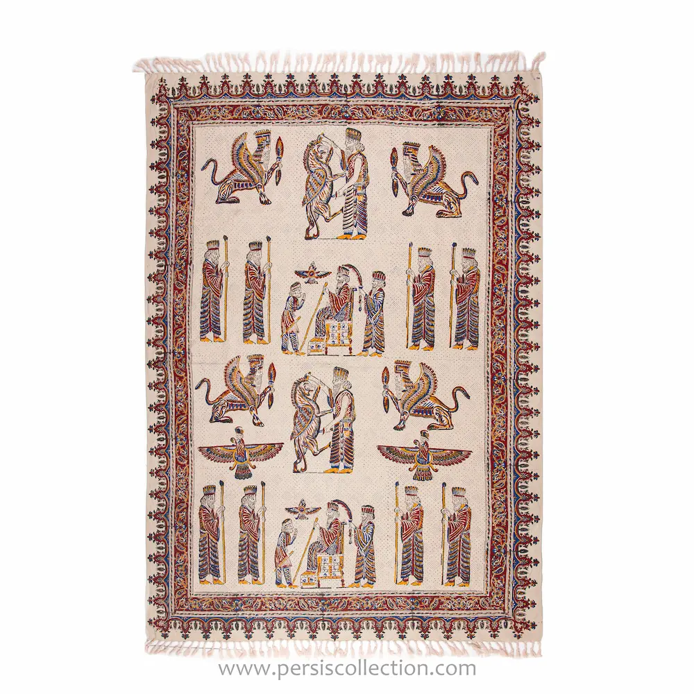Achaemenid Elegance Ghalamkari Tablecloth 1.5 x 1 M
