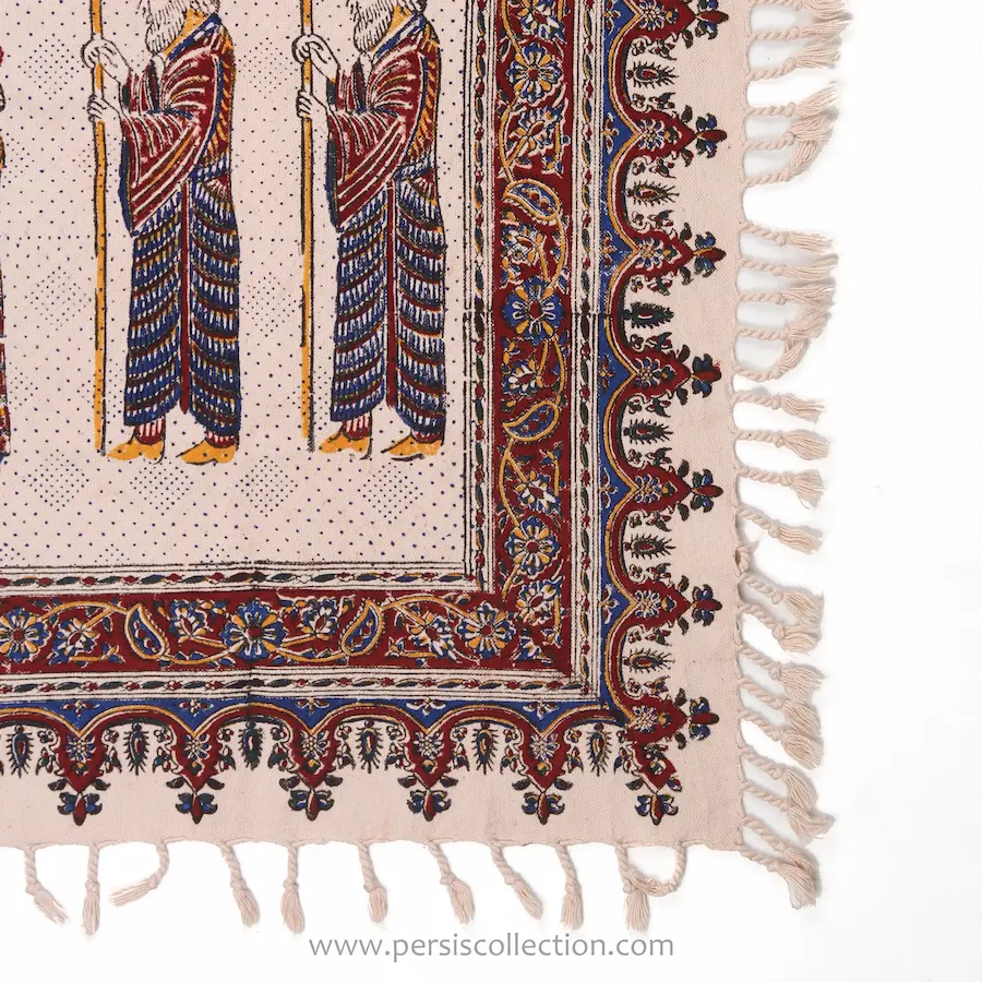 Achaemenid Elegance Ghalamkari Tablecloth 1 x 1 M