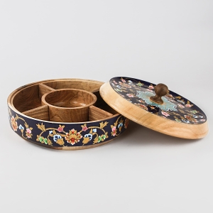 Handcrafted Heritage Tazhib Haft Sin Wooden Snack Box