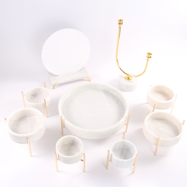 White Persian Marble Stone Haftseen Set