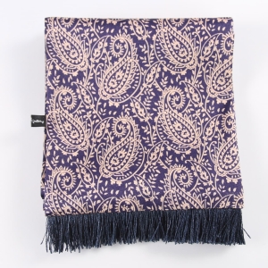 Persian Golden Toranj Navy Satin Scarf