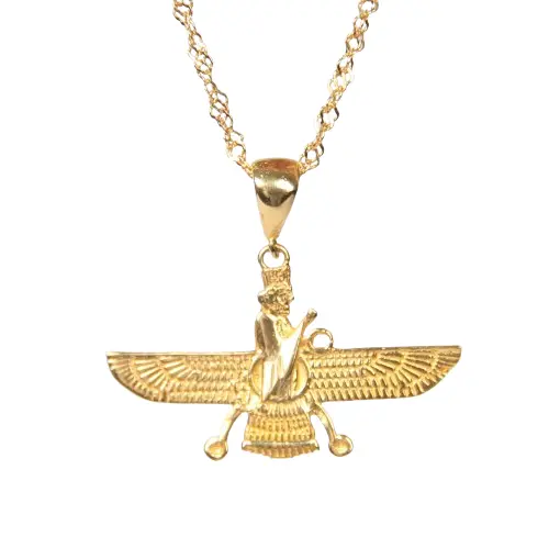 18K Gold Persian Farvahar Necklace