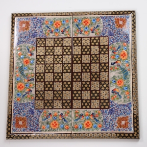 Flower and Bird Khatam Backgammon and Chess Set
