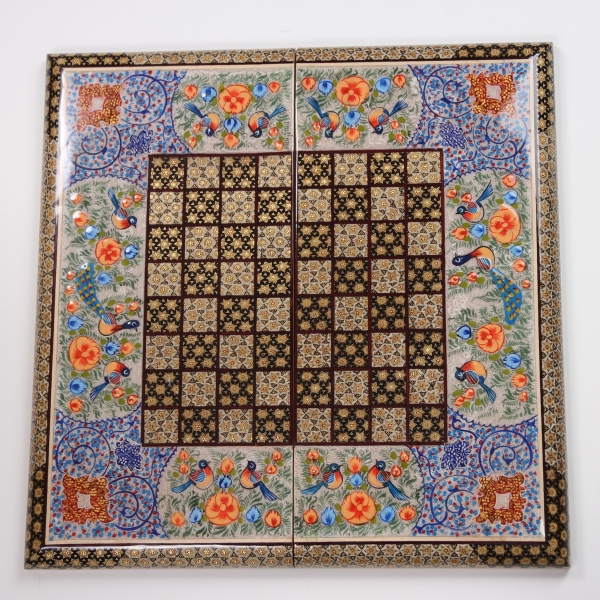 Flower and Bird Khatam Backgammon and Chess Set 50cm