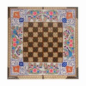 Flower and Bird Khatam Backgammon and Chess Set 50cm