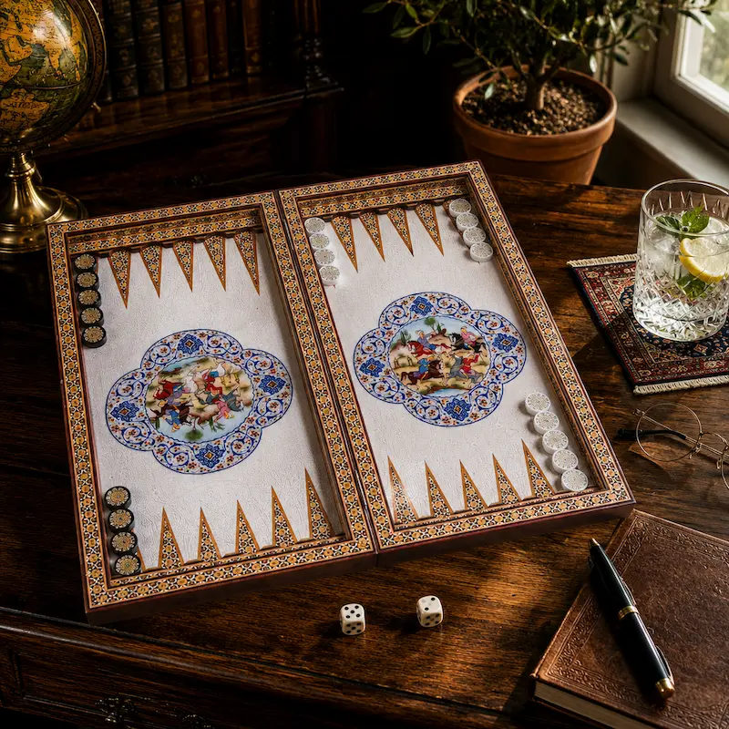 Khatam Backgammon and Chess Set – Chogan 50cm
