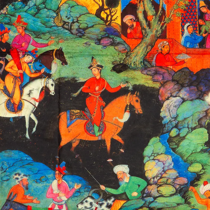Silk Shahnameh Scarf – Persian Art Inspired Luxury Shawl
