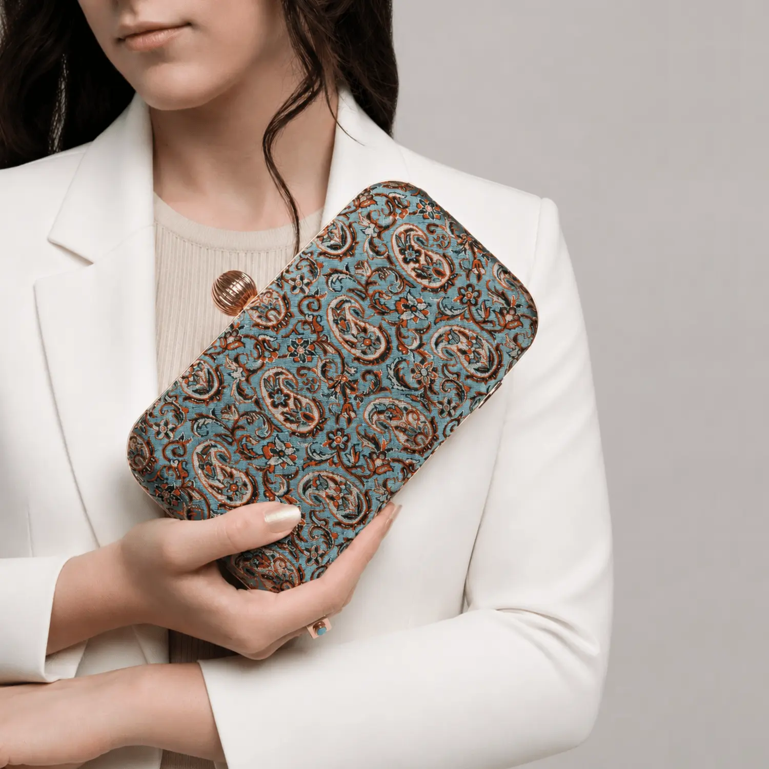 Turquoise Termeh Clutch Bag