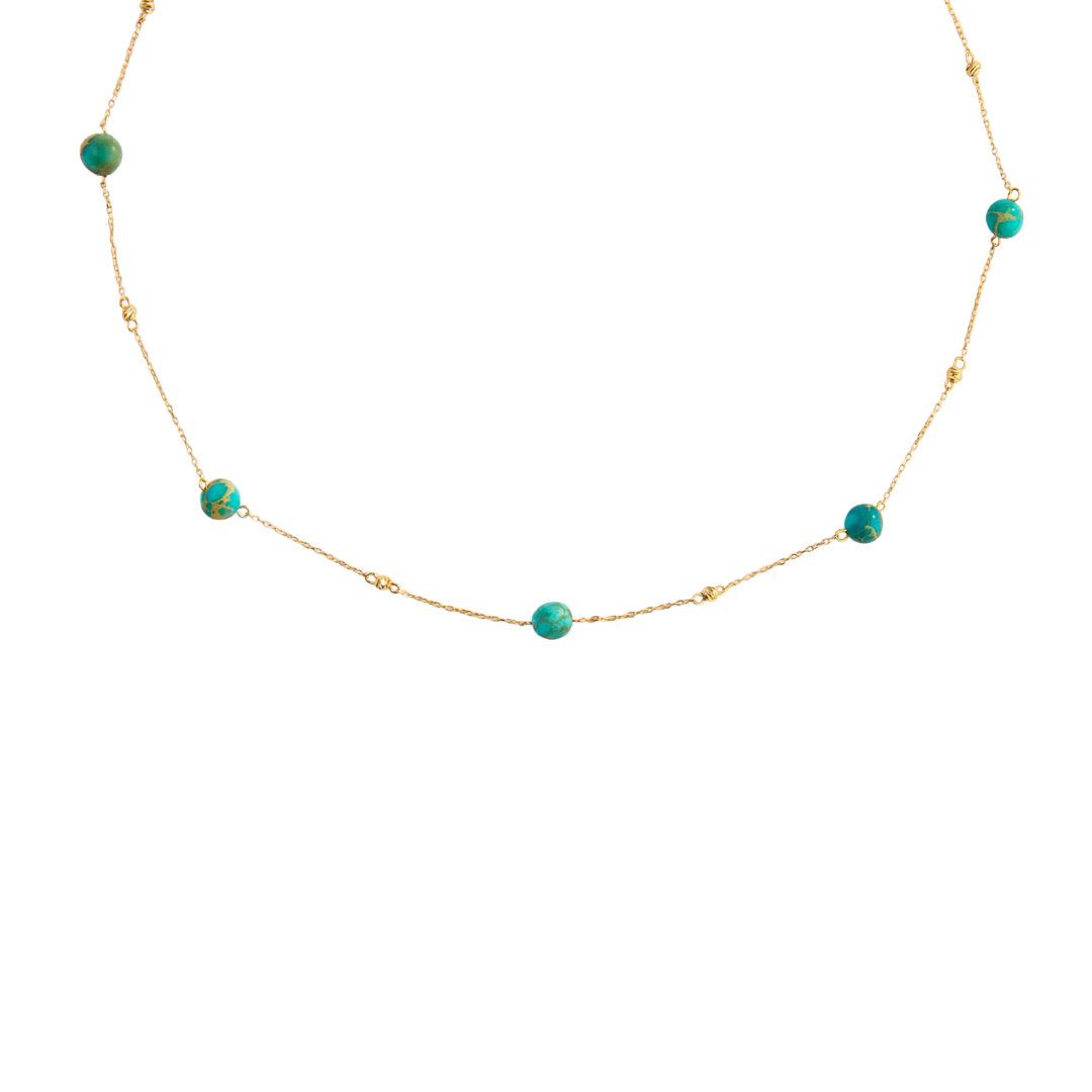 18K Gold Necklace Persian Turquoise