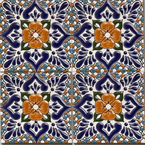 Seven-Color Flower Design Glazed Tile