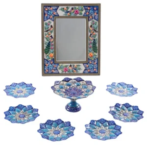 Minakari Haft Sin Set and Floral Khatam Kari Mirror
