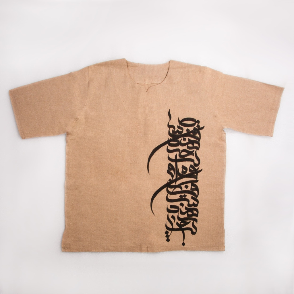 Elegant Calligraphy Cotton Blouse - Women's Cotton Tunic