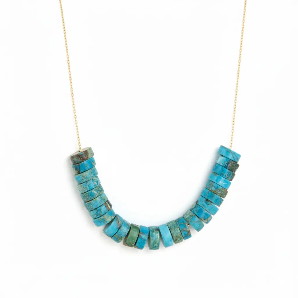 18K Gold Turquoise Bead Necklace