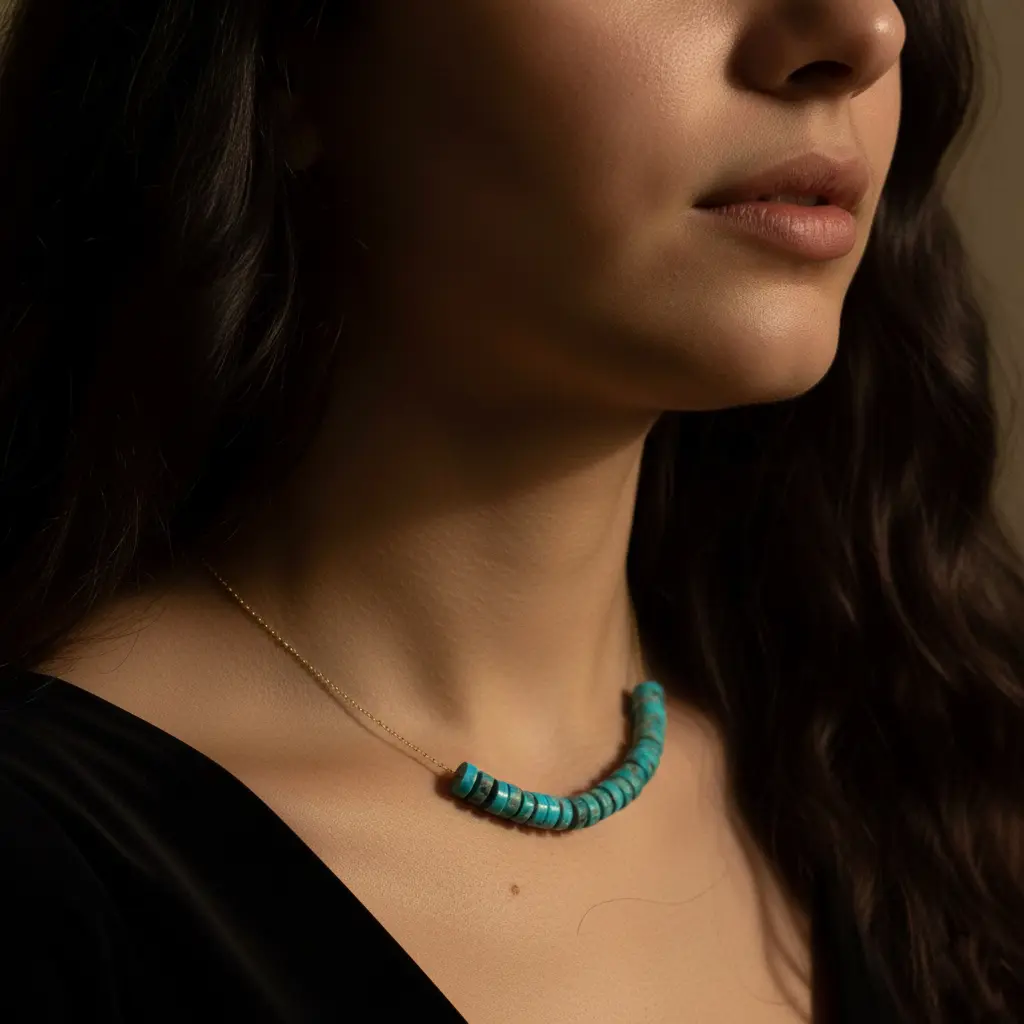Persian 18K Gold Turquoise Bead Necklace