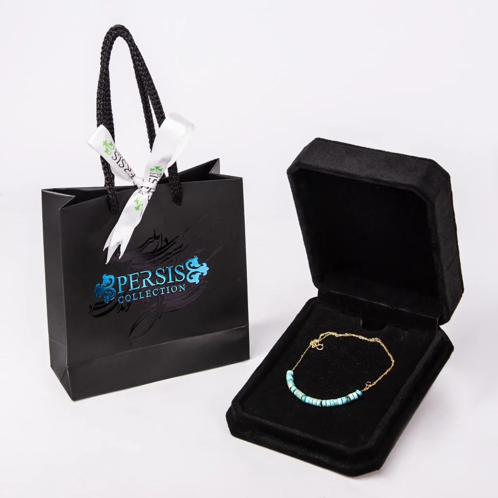 18K Gold Turquoise Bead Necklace - Persian Turquoise Necklace