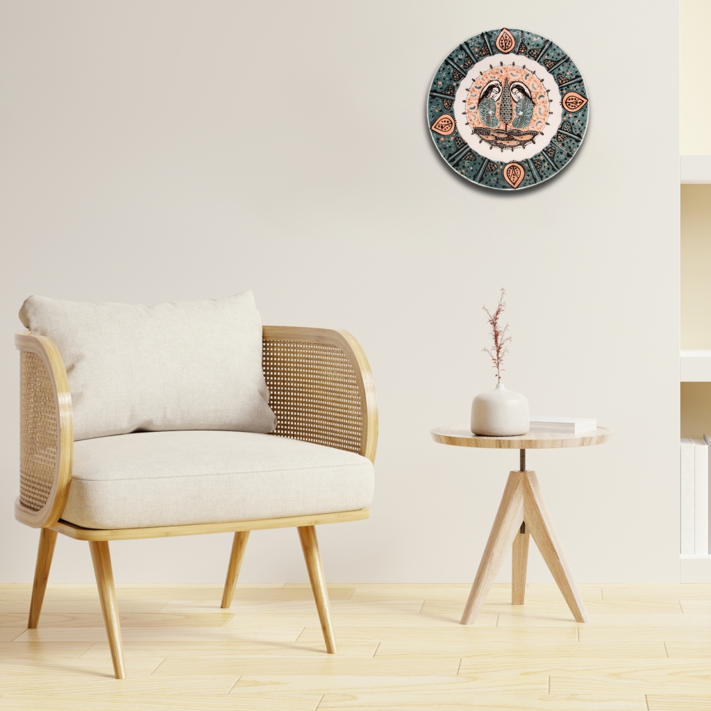 34cm Safavid Handcrafted Ceramic Plate - Traditional Beauty