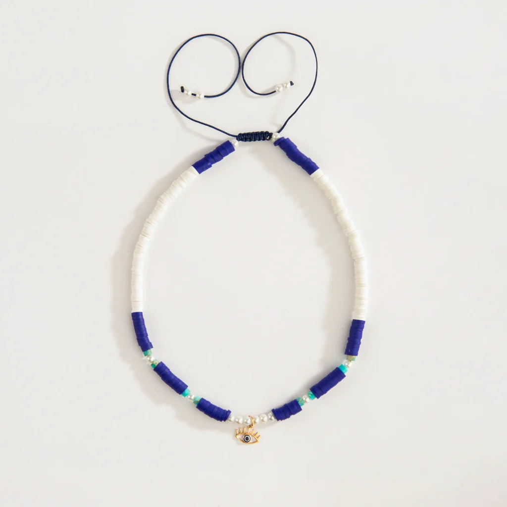 Gold and Pearl Evil Eye Necklace - Persian Gold Choker Necklace