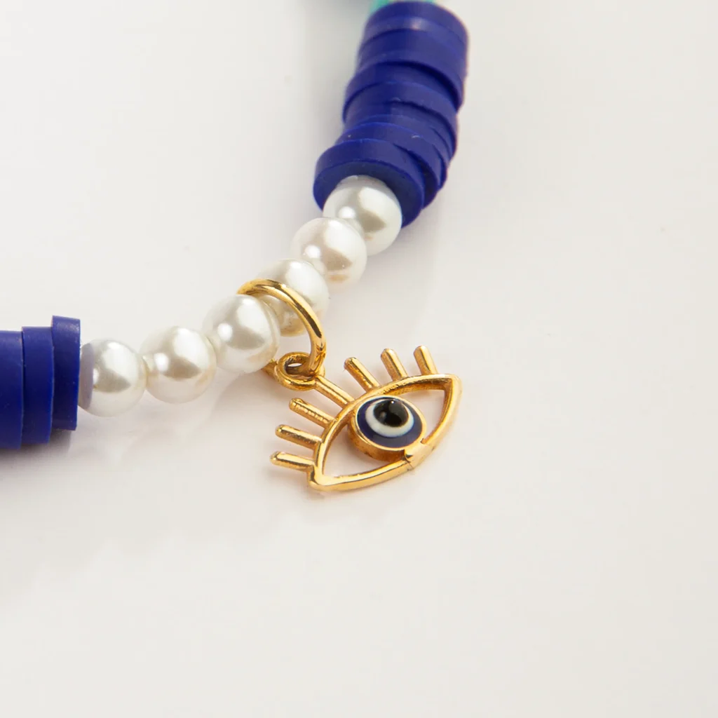 Gold and Pearl Evil Eye Necklace - Persian Gold Choker Necklace