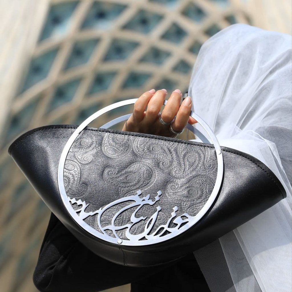 Iran Calligraphy Leather Handbag - Natural Cowhide Persian Leather Bag