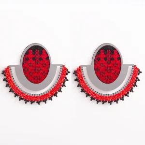 Lena Balochi Earrings - Delicate Hand-Embroidered with Silk and Wool
