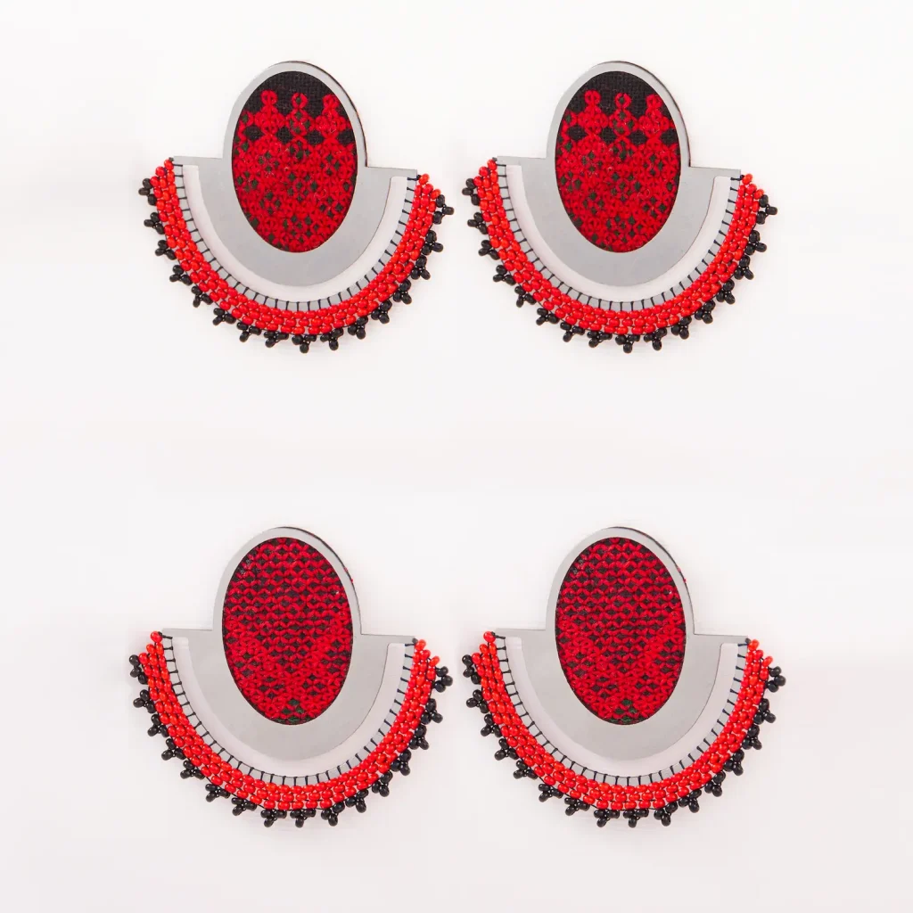 Lena Balochi Earrings - Delicate Hand-Embroidered with Silk and Wool
