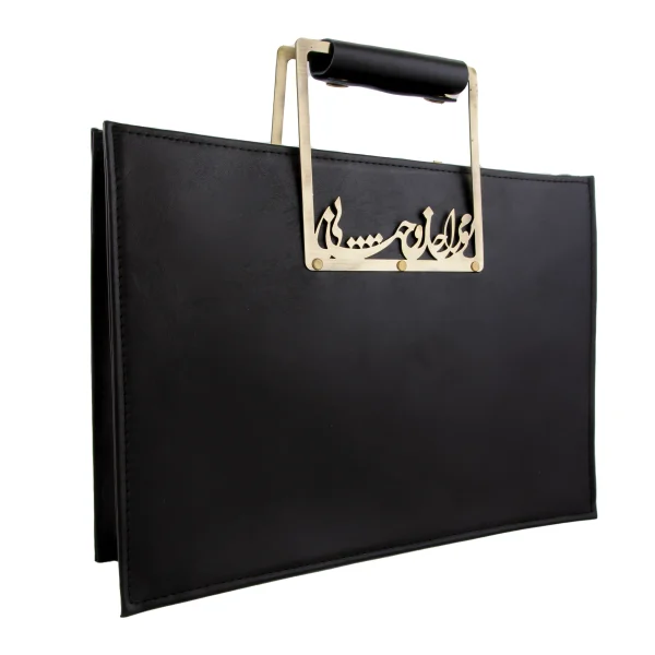 Luxury Leather Handbag – Persian Calligraphy Natural Cowhide Bag