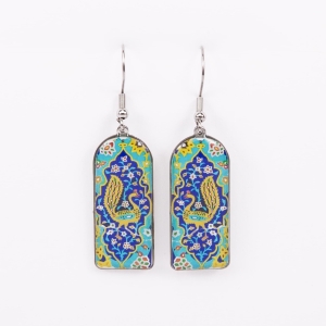Persian Peacock Dome Earrings - Stainless Steel and Resin