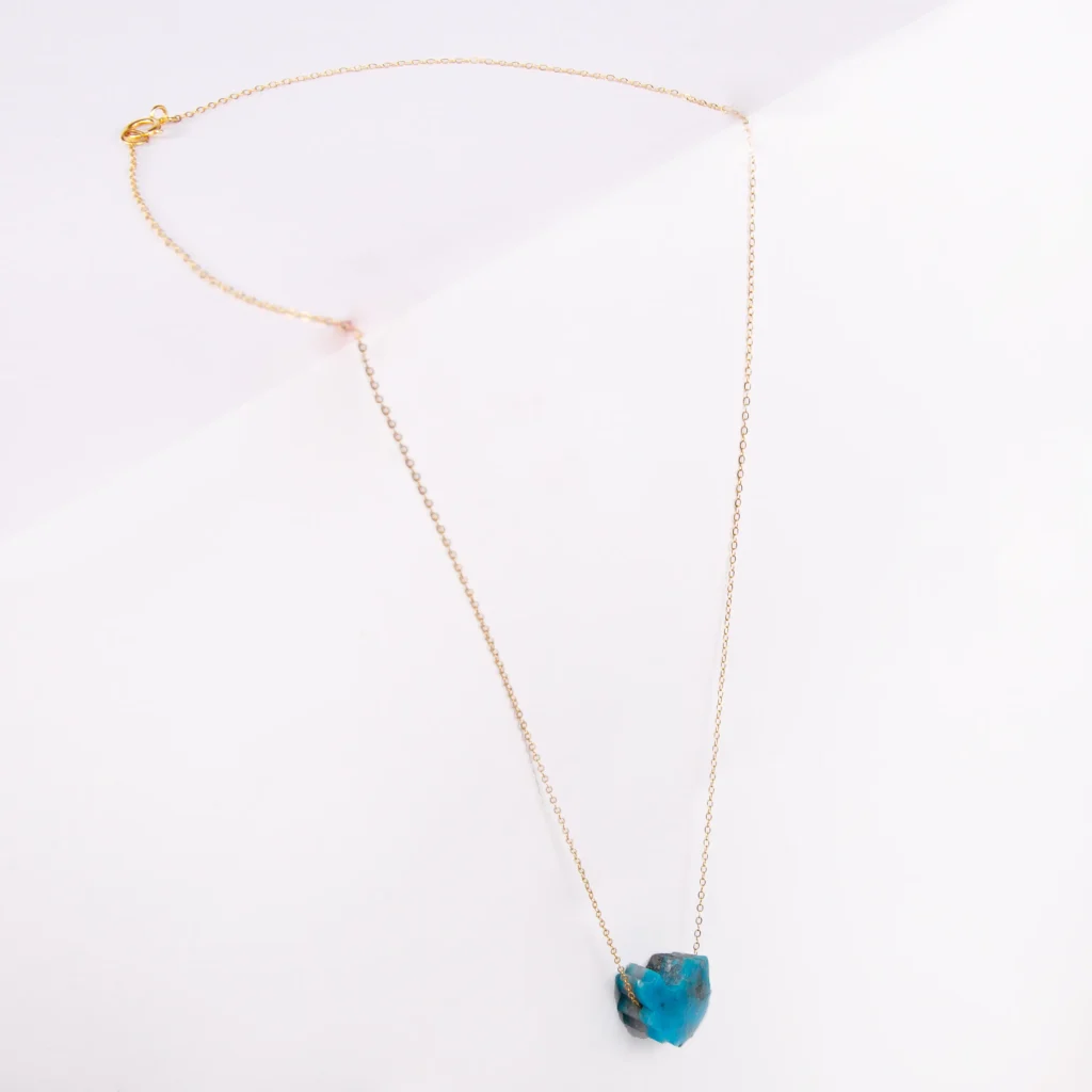 Persian Turquoise Necklace - Iran's Map, 18K Gold & Kerman Stone