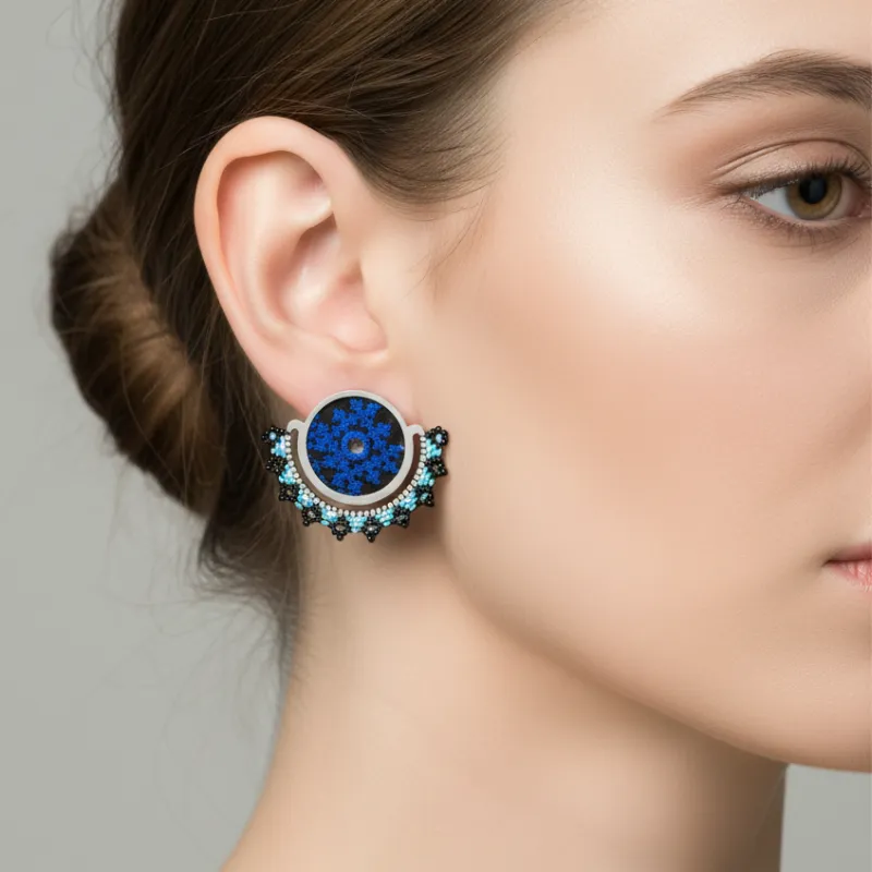 Elegant Balochi Surma Earrings - Handcrafted with Silk and Wool Thread