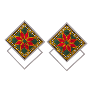 Rosa Balochi Earrings – Embroidered with Silk and Wool