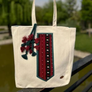 Chic Velvet Hand-Embroidered Tote Bag - Balochi Needlework Bag