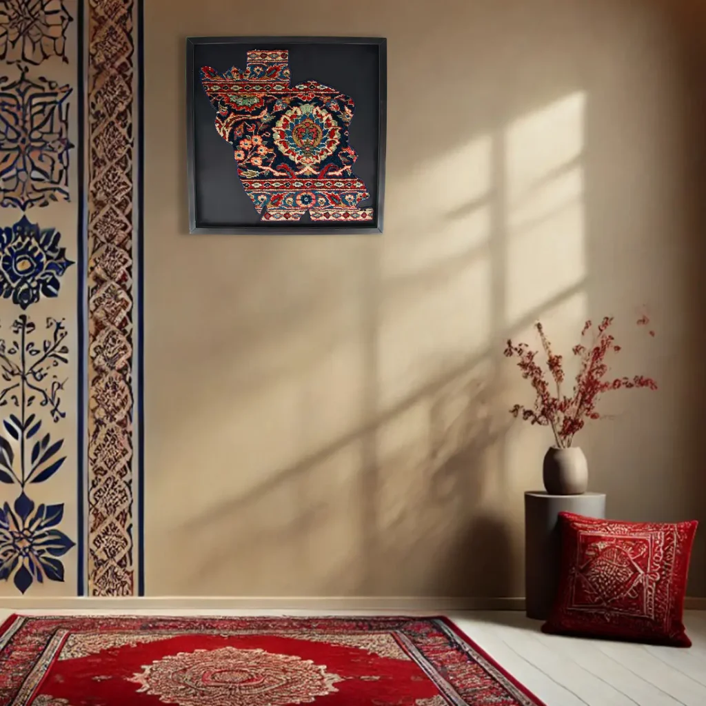 Elegant Watan Design Carpet Frame - Map of Iran Carpet Wall Art