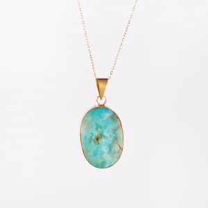 Luxury 18K Gold and Neshabur Turquoise Pendant Necklace