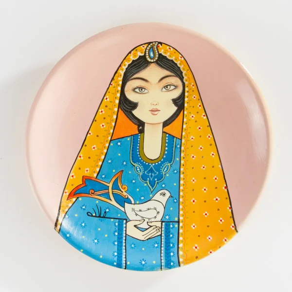 Persian Hand-Painted Ceramic Plate Set – Miniature Khatoon Design