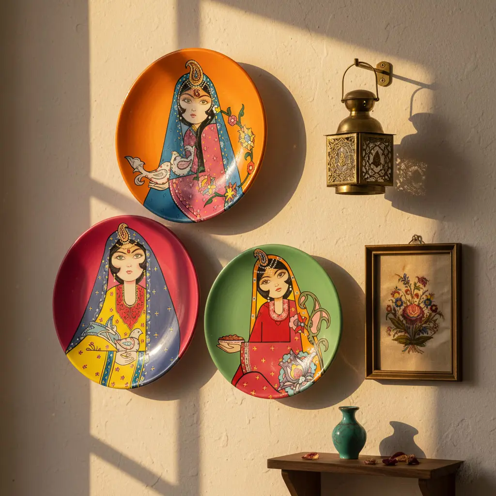 Persian Hand-Painted Ceramic Plate Set