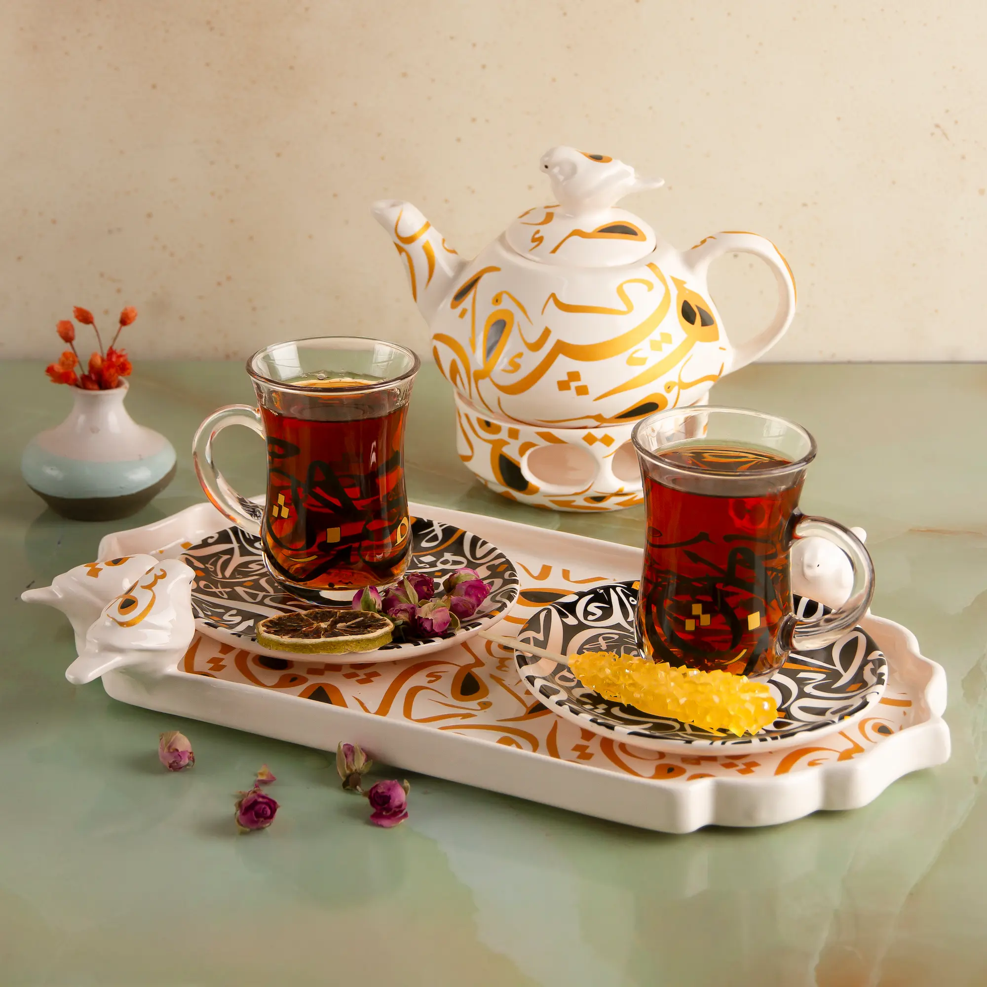 Premium Taman Calligraphy Ceramic Tea Gift Set